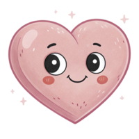 cartoon heart with smiling face and rosy cheeks isolated png