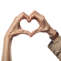 Hands making heart shape on black background png