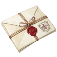 An envelope with a wax seal and ribbon png