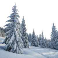 A group of snow covered trees in the middle of a snowy field png