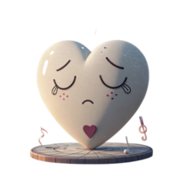 A heart with a sad face and music notes png