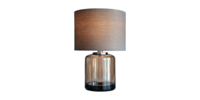 Glass table lamp with fabric shade isolated on transparent background png