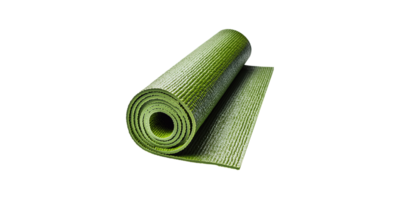 Green yoga mat rolled up isolated on transparent background png