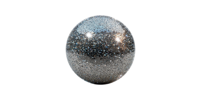 Shiny silver ball with sparkling surface isolated on transparent background png