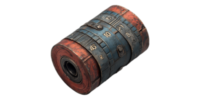 Vintage combination lock with rusty numbers isolated on transparent background png