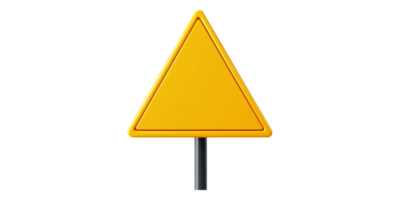 Yellow triangle warning sign isolated on transparent background png