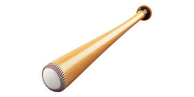 Wooden baseball bat extended view isolated on transparent background png