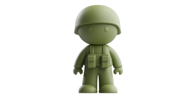 Green toy soldier figure isolated on transparent background png