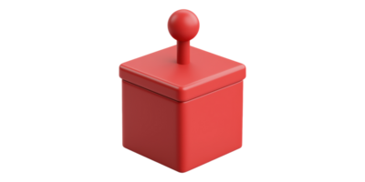 Red square box with spherical handle isolated on transparent background png