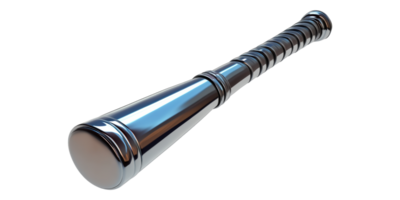 Shiny metal baton with ribbed handle isolated on transparent background png
