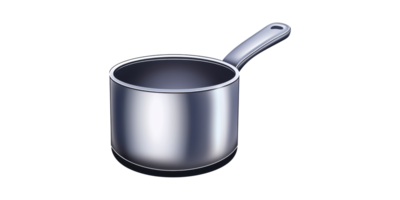 Metallic saucepan with handle isolated on transparent background png