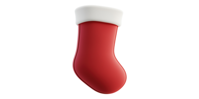 Red christmas stocking with white cuff isolated on transparent background png