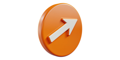 Orange circular button with white arrow pointing upward isolated on transparent background png