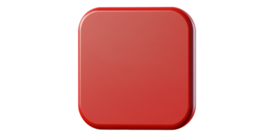 Square red button icon isolated on transparent background png