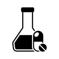 laboratory flask with medicine vector