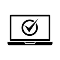 laptop screen with checkmark symbol icon vector