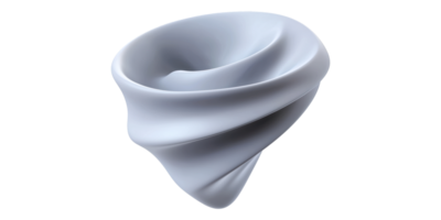 Abstract curved shape in soft grey tones isolated on transparent background png