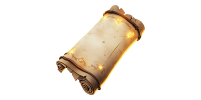 Ancient scroll with decorative borders isolated on transparent background png