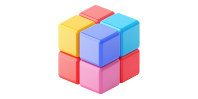 Colorful 3d cube puzzle isolated on transparent background png