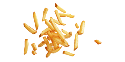 Fries scattered randomly isolated on transparent background png