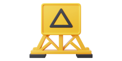 Yellow warning sign with triangle symbol isolated on transparent background png