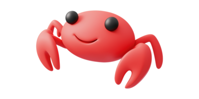 Cute cartoon red crab illustration isolated on transparent background png