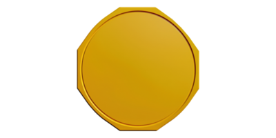 Golden octagonal medal with plain surface isolated on transparent background png