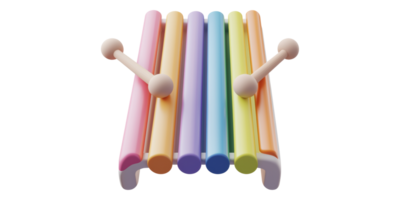 Colorful toy xylophone with mallets isolated on transparent background png