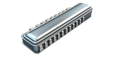 Metallic harmonica isolated on transparent background png