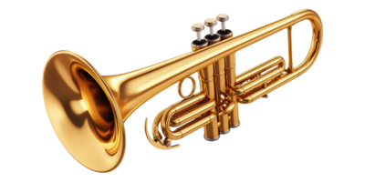 Golden trumpet isolated on transparent background png
