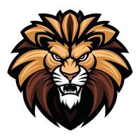 Roaring Lion Head with Intense Expression vector