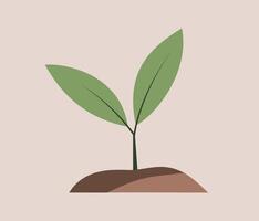 Green sprout growing from the ground. First shoots of spring. New beginning concept. Element for design, decoration, postcard, banner, sticker, scrapbooking. vector