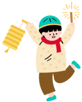 boy take a lantern and a sparkler png