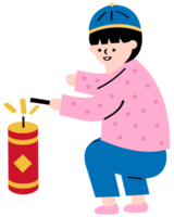 Chid is setting off the firecracker png