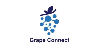 logo design grape and connect,technology,modern,fresh,icon,symbol,idea,creative. vector