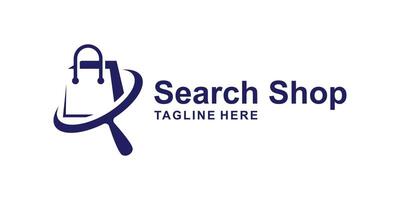 logo design of shopping bag and magnifying glass,symbol for shop search,shop,online,store,icon,idea,creative. vector