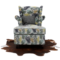 A chair with a tropical print on it png