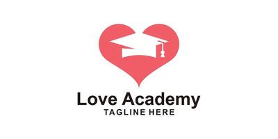 logo design love and hat graduation,collage,study,symbol,icon,idea,creative. vector