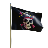 3d render Pirate flag with skull and crossbones png