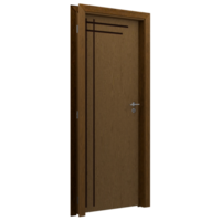 A wooden door with a black frame and a white handle png