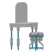 A vanity table with a stool and mirror png