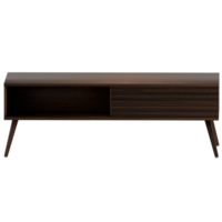 The modern tv stand is made of wood and has a dark brown finish png