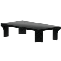 A black coffee table with a black marble top png