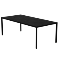 Render 3d A black table with a metal frame and a black top png