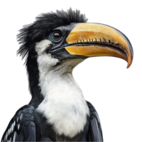 Unique Black and White Toucan with Wild Feathers png