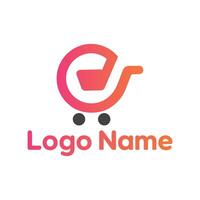 E letter ecommerce logo design concepts vector