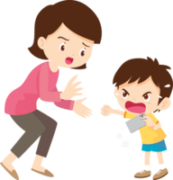 child throws a tantrum at mother when he is not allowed to play with mobile phone png
