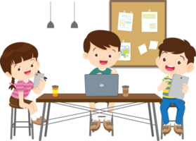 Children improving problem-solving skills through digital puzzles png