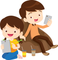 Children using an interactive app for learning mathematics png