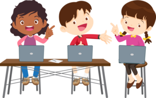 Tech-savvy students engaged in an exciting coding lesson png